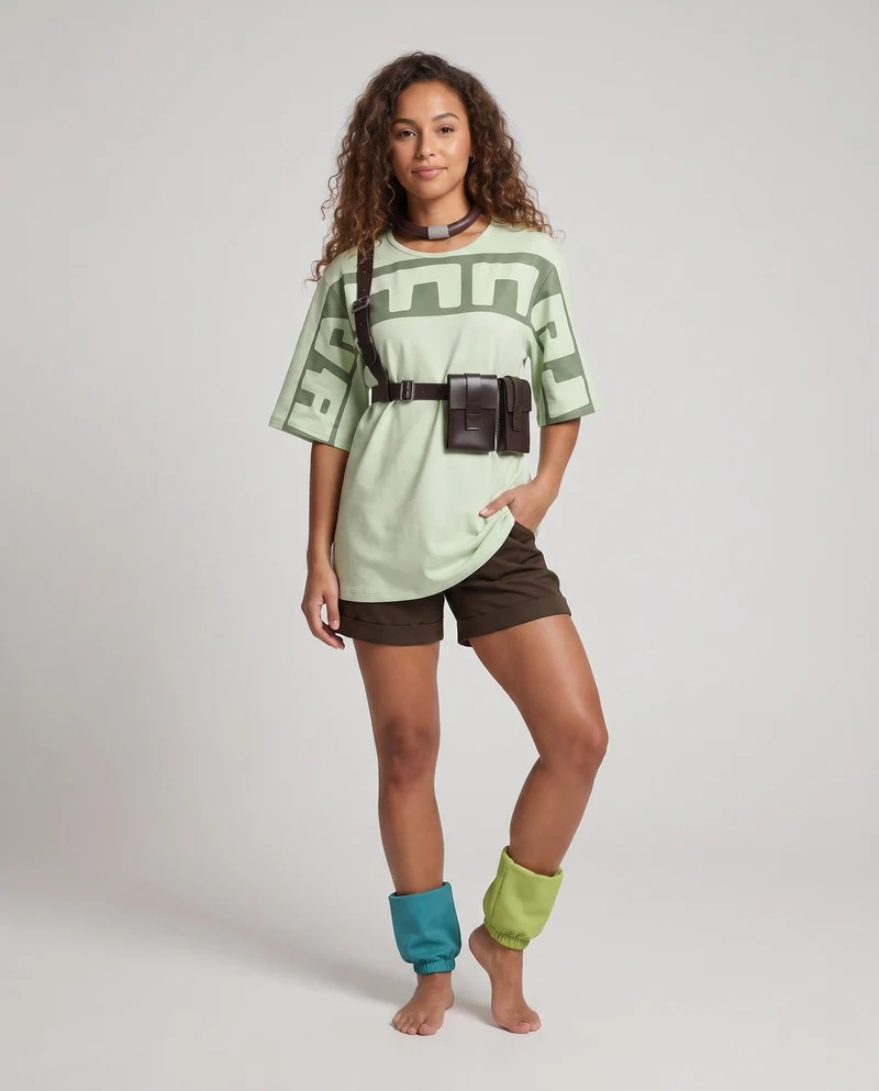Damen Kostümset mit modischen Accessoires und lässigen Shorts Nord Taschen