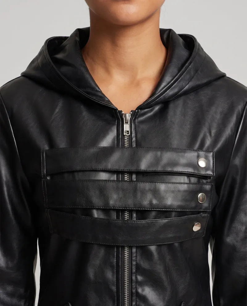 Damen Kunstlederjacke mit abnehmbarem Rock und praktischen Taschen Nord Taschen