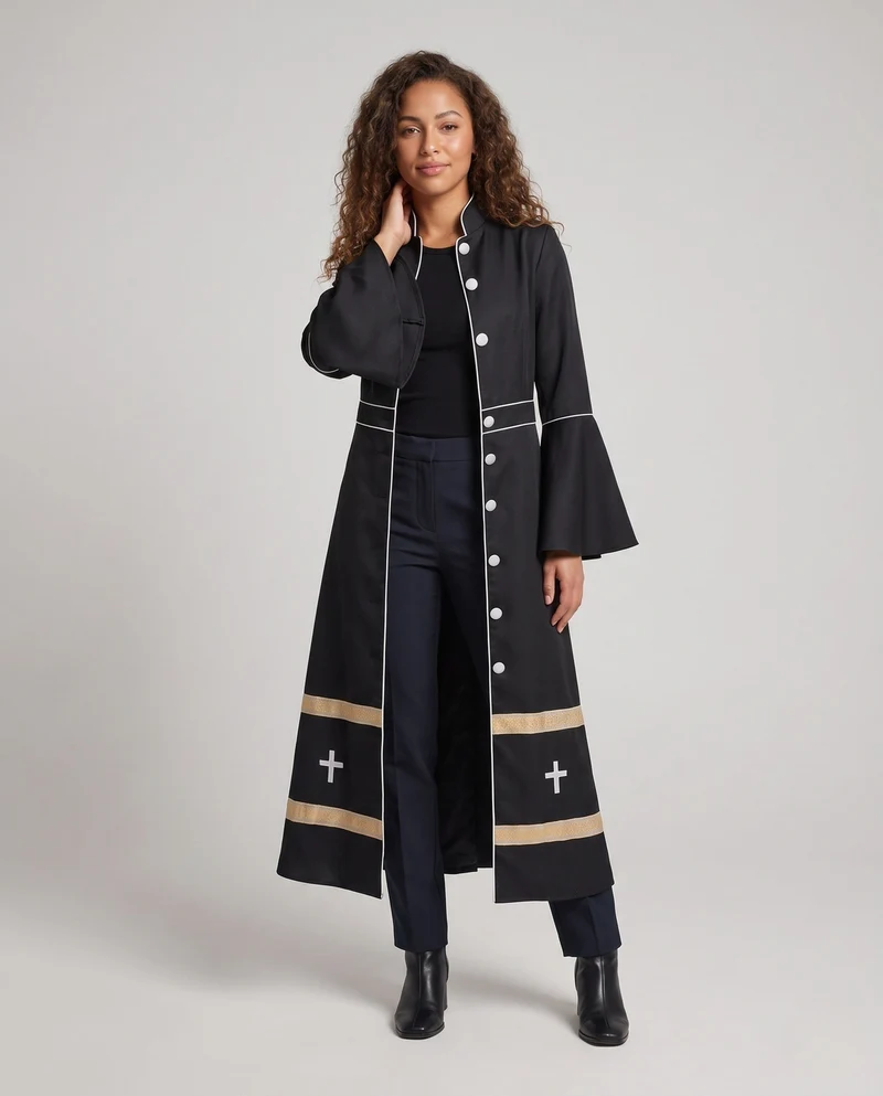 Damen Langarmkleid mit Glockenärmeln und goldenen Akzenten Nord Taschen