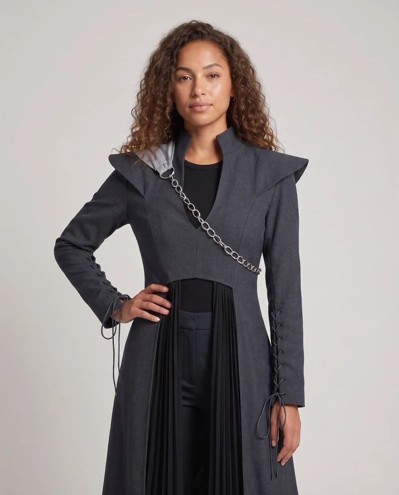 Damen lange Designer-Kleid mit einzigartigem Schnitt Nord Taschen