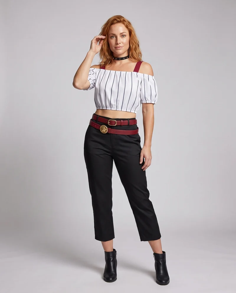 Damen Stylish Crop-Top und Palazzo-Hosen Set Nord Taschen
