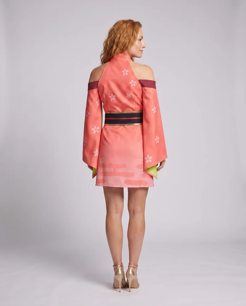 Damen traditionelles Kimono-Kleid mit kunstvollen Verzierungen und elegantem Bindegürtel Nord Taschen