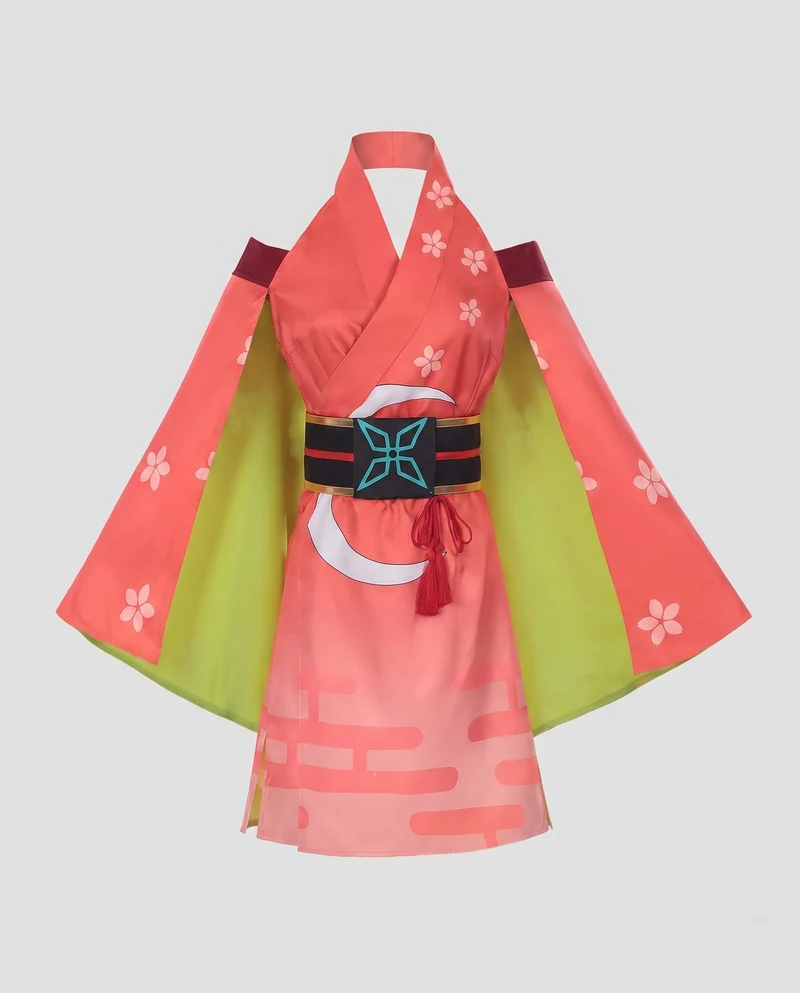 Damen traditionelles Kimono-Kleid mit kunstvollen Verzierungen und elegantem Bindegürtel Nord Taschen