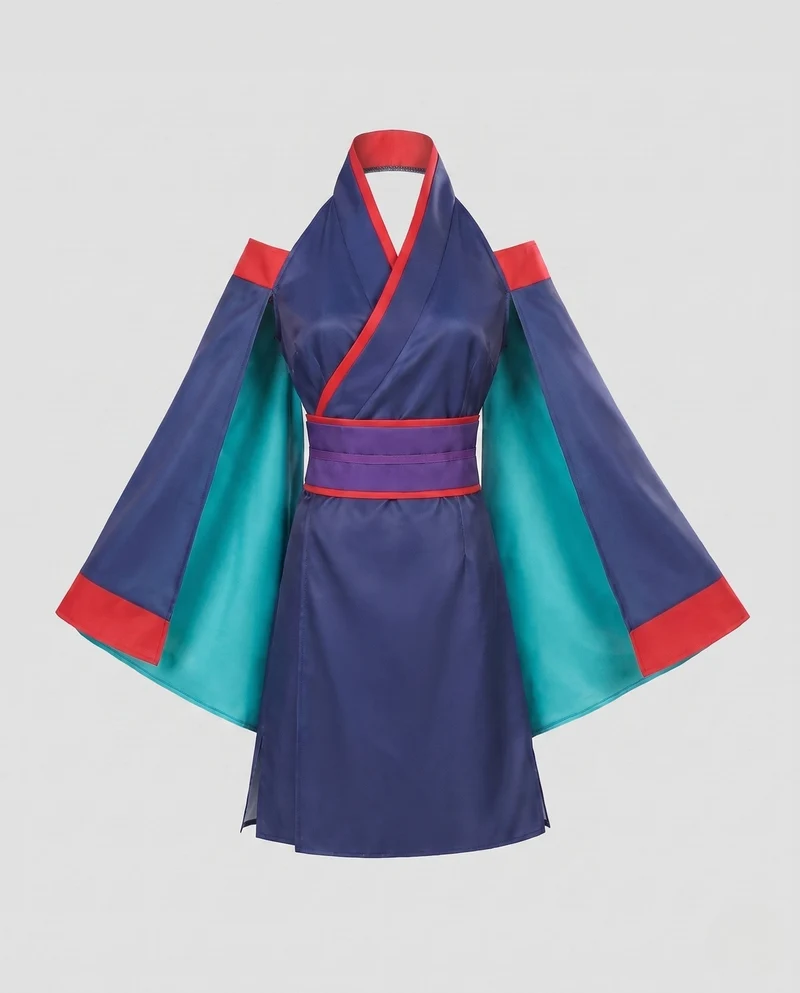 Damen traditionelles Kimono-Kleid mit kunstvollen Verzierungen und elegantem Bindegürtel Nord Taschen
