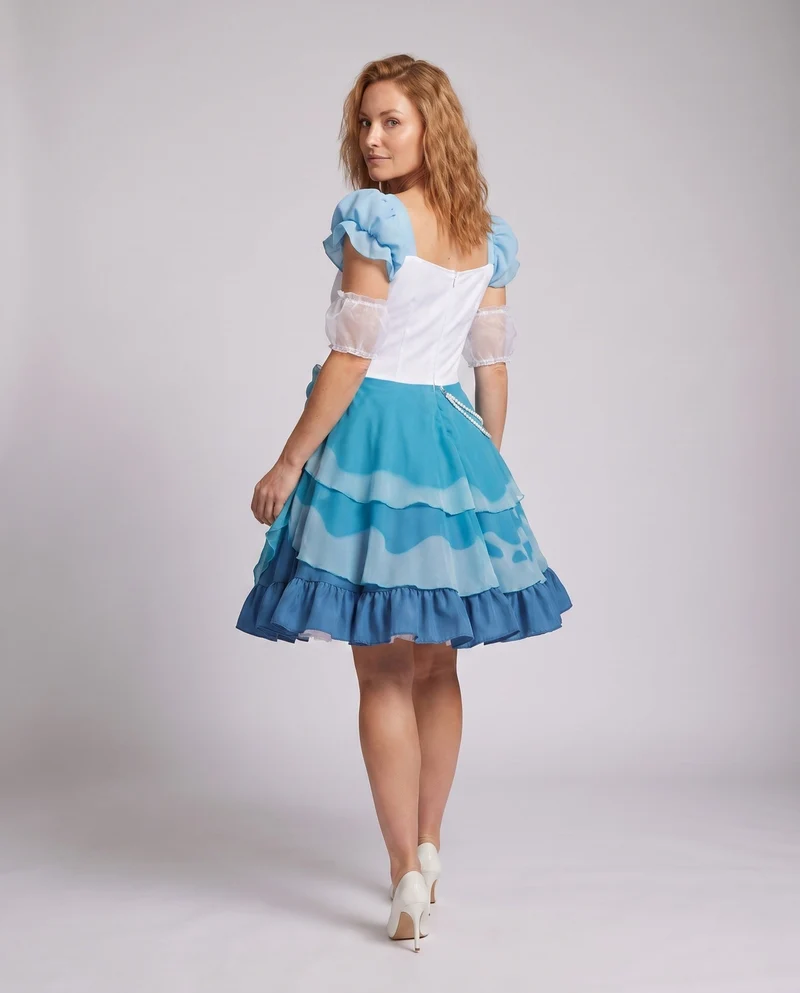 Damen verspieltes Cosplay-Kleid mit Rüschendetails und Accessoires Nord Taschen