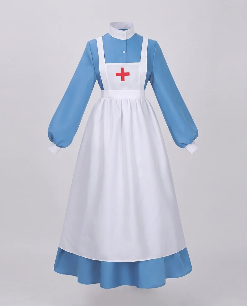 Damen Vintage Krankenschwesternkleid mit weißem Schürzen-Akzent Nord Taschen
