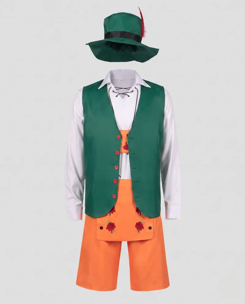 Herren Oktoberfest-Kostüm-Set mit schickem Hut, Weste, Bluse und Latzhose Nord Taschen