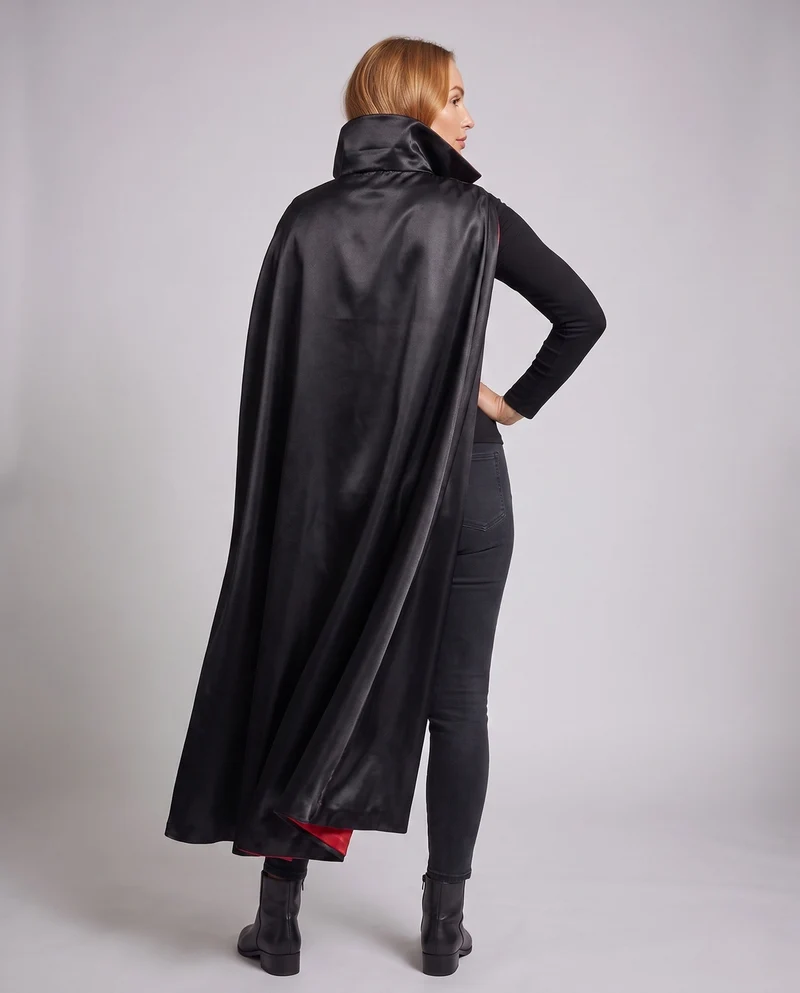 Damen eleganter Umhang mit rot gefütterter Kapuze Nord Taschen