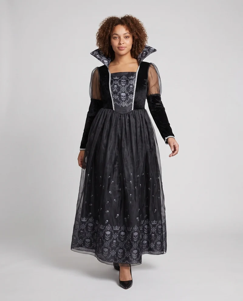 Damen Elegantes Gruselkleid mit raffinierten transparenten Ärmeln und Spitzenverzierungen Nord Taschen