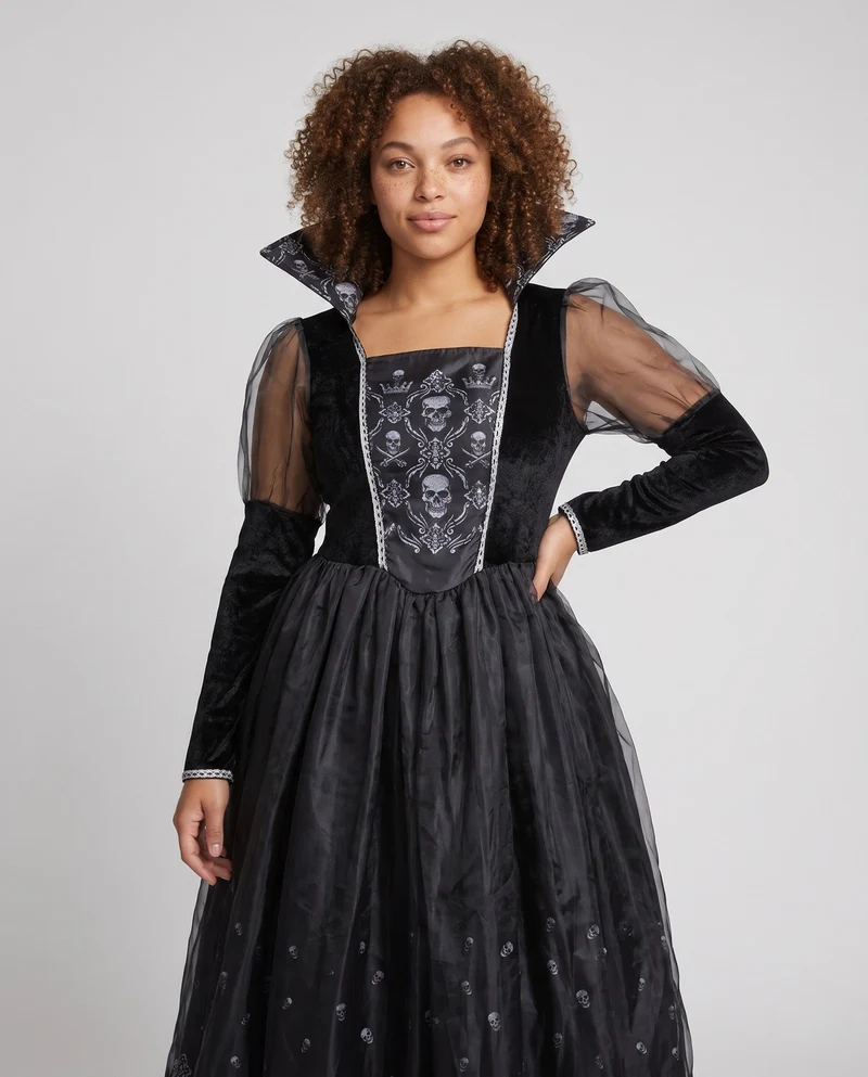 Damen Elegantes Gruselkleid mit raffinierten transparenten Ärmeln und Spitzenverzierungen Nord Taschen