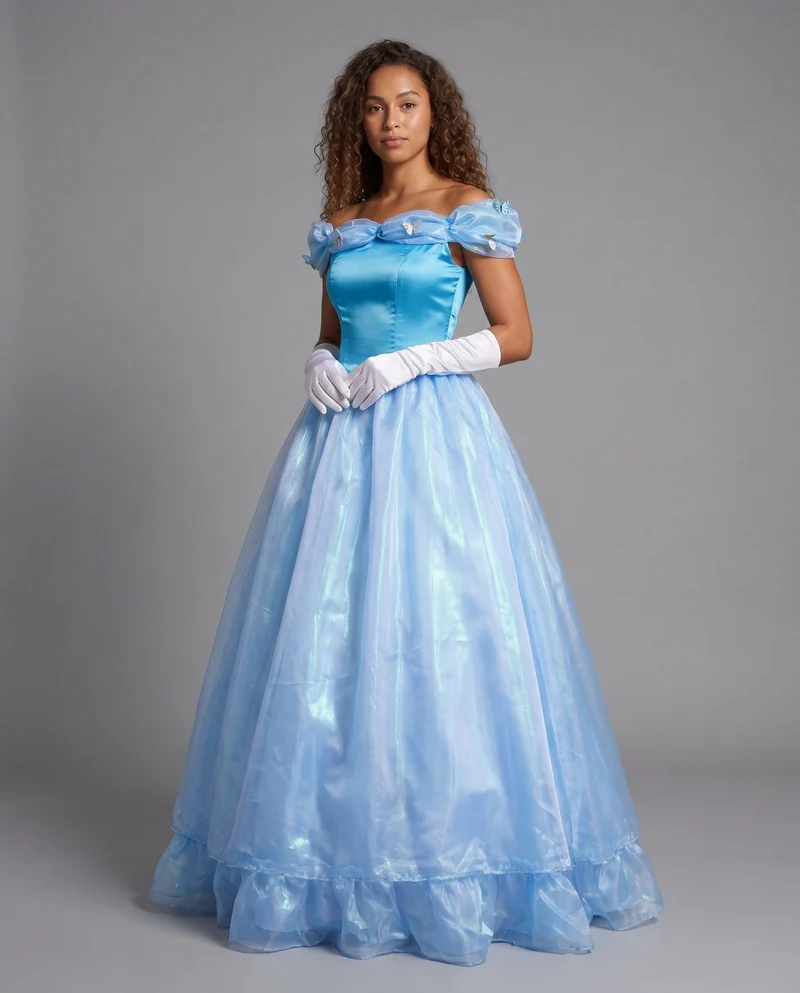 Damen märchenhaftes Ballkleid mit schimmerndem Tüll und eleganten Puffärmeln Nord Taschen