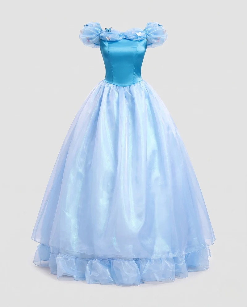 Damen märchenhaftes Ballkleid mit schimmerndem Tüll und eleganten Puffärmeln Nord Taschen