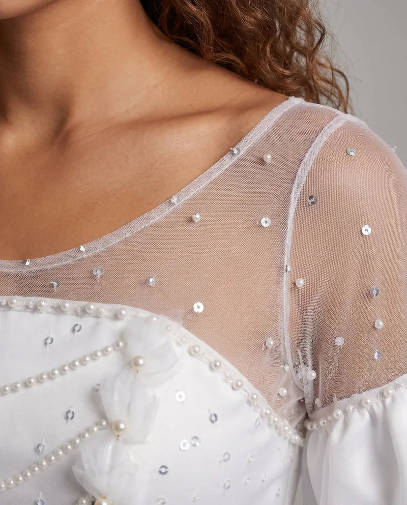 Damen märchenhaftes Ballkleid mit transparenten Ärmeln Nord Taschen