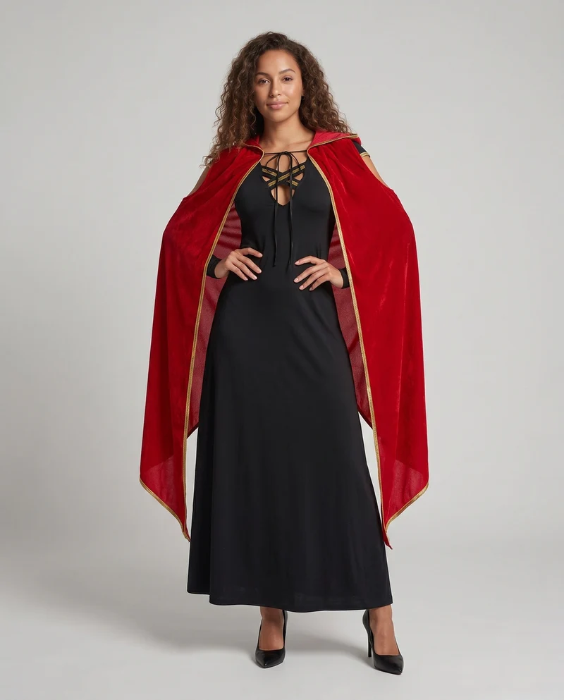 Damen Märchenhaftes Kapuzenkleid mit romantischem Umhang Nord Taschen