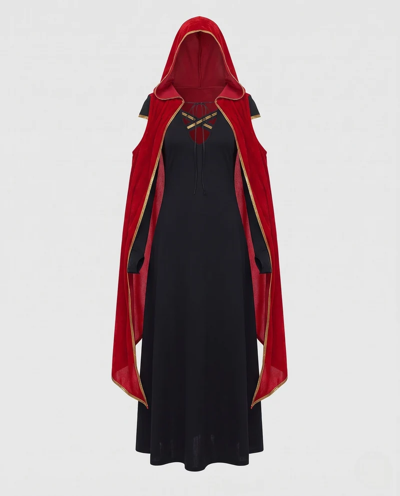 Damen Märchenhaftes Kapuzenkleid mit romantischem Umhang Nord Taschen