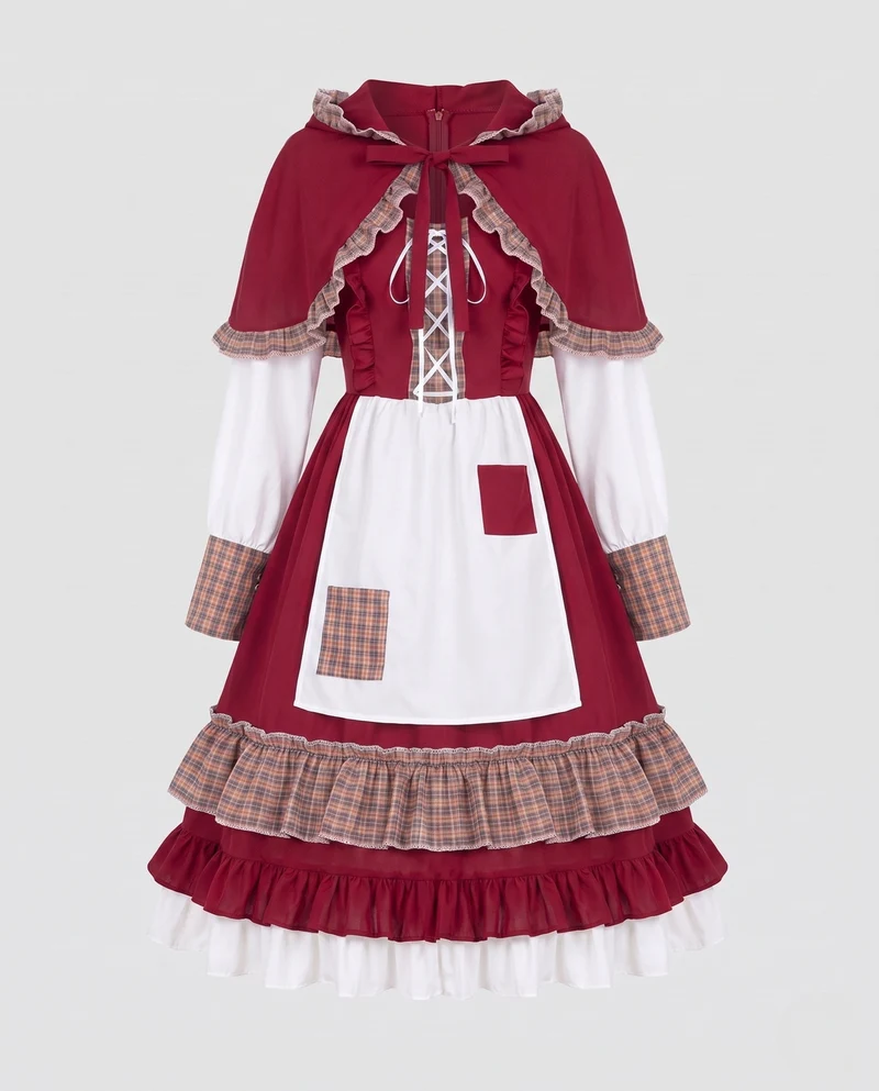 Damen Märchenhaftes Rotkäppchen-Kleid Nord Taschen