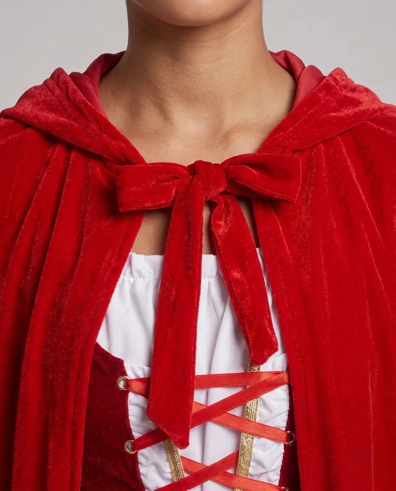 Damen Märchenhaftes Rotkäppchen-Kleid mit eleganter Kapuze Nord Taschen