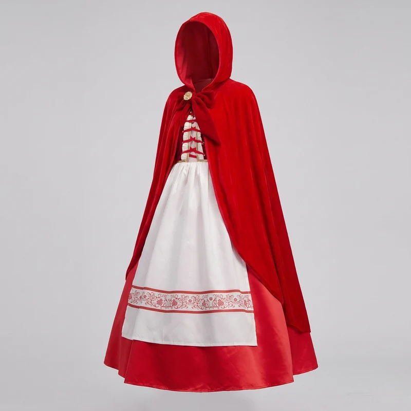 Damen Märchenhaftes Rotkäppchen-Kleid mit eleganter Kapuze Nord Taschen