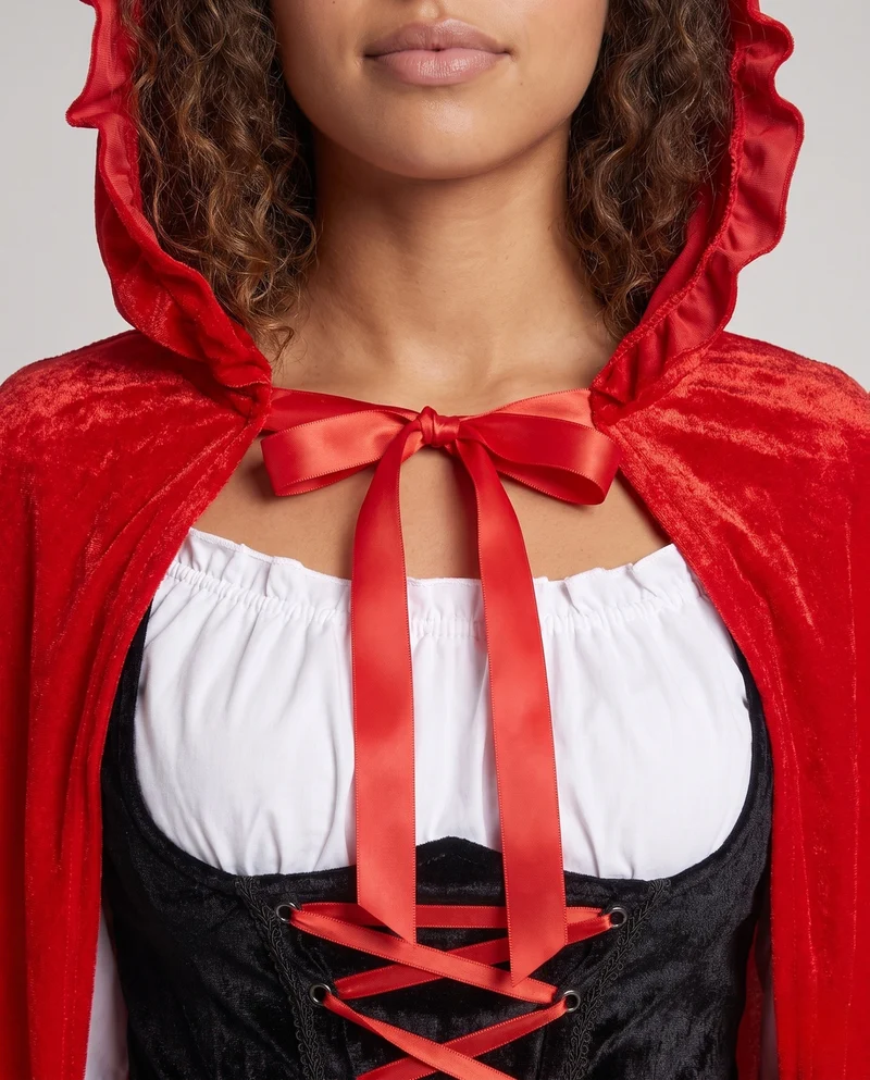Damen Märchenhaftes Rotkäppchen-Kostüm mit eleganter Kapuze und fröhlichem Tüllrock Nord Taschen