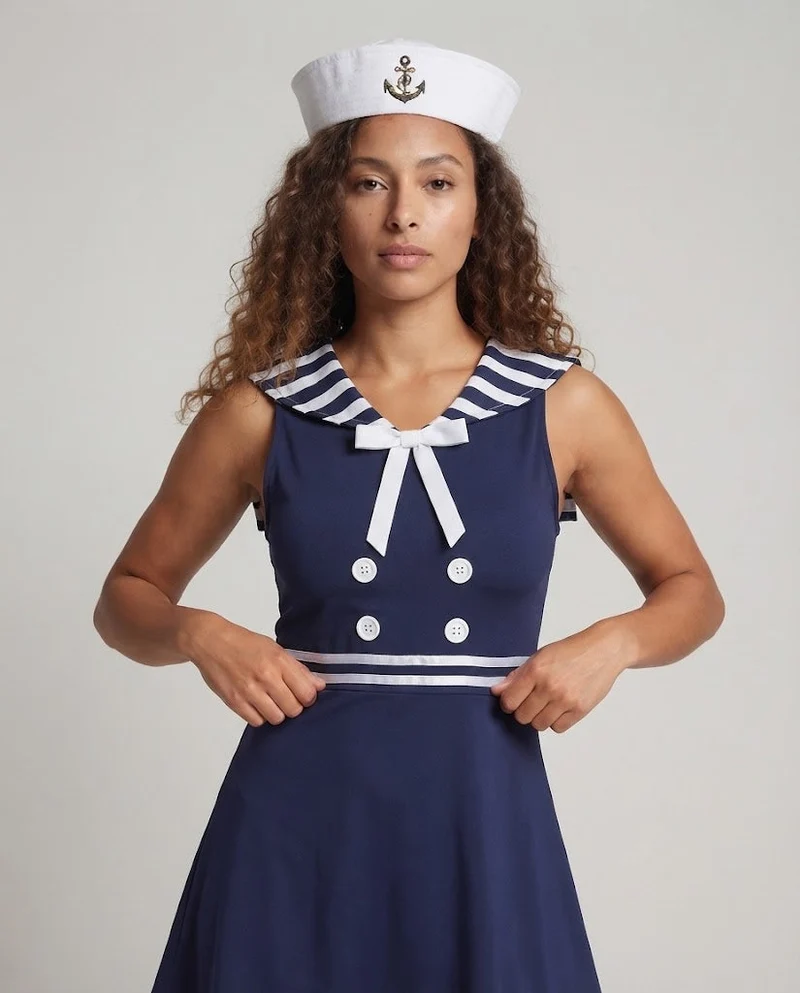 Damen Matrosen-Kleid mit eleganten Details Nord Taschen