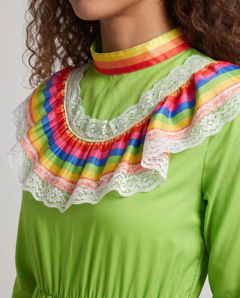 Damen Maxikleid mit buntem Rüschensaum Nord Taschen