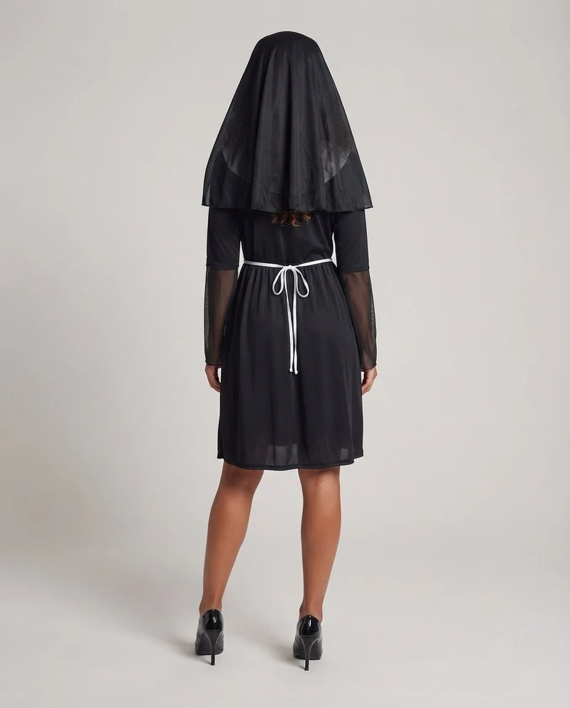 Damen Nonnenkostüm mit transparenten Ärmel-Puffdetail Nord Taschen