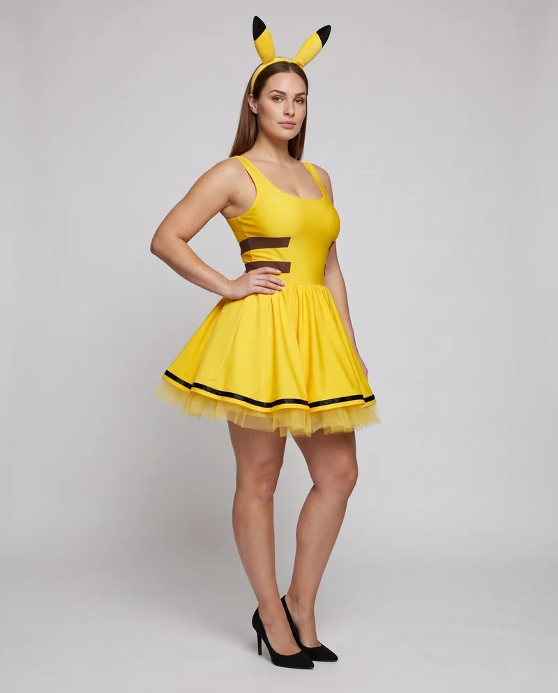 Damen Pikachu-Kostümkleid mit fröhlichem Tüllrock Nord Taschen