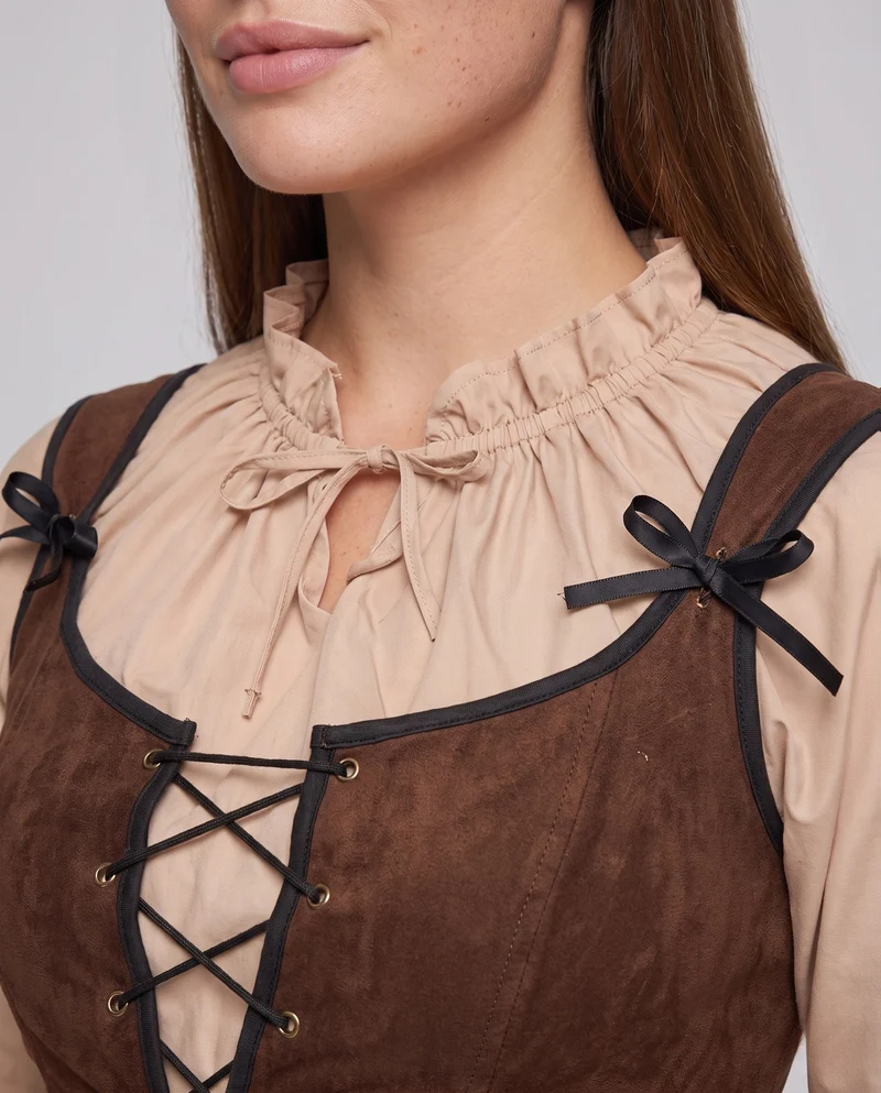 Damen Piratenkostüm mit stylischem Volant und eleganter Schnürung Nord Taschen