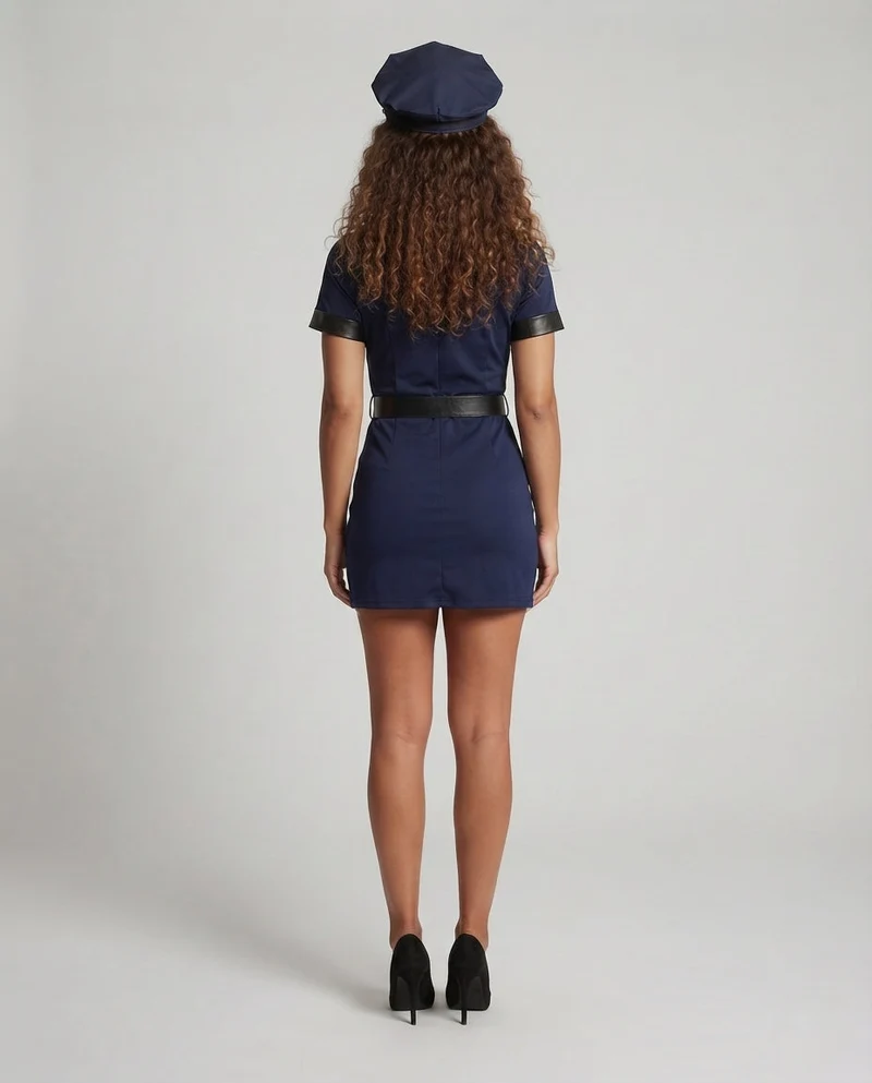 Damen Polizeiuniform-Kleid mit figurbetontem Schnitt und glänzenden Akzenten Nord Taschen