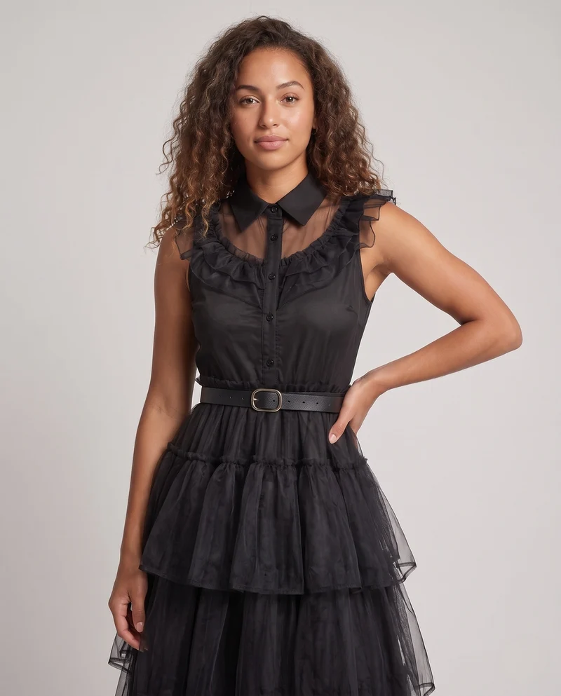 Damen Raffiniertes Tüllkleid mit Volant Nord Taschen
