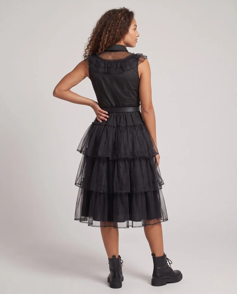 Damen Raffiniertes Tüllkleid mit Volant Nord Taschen