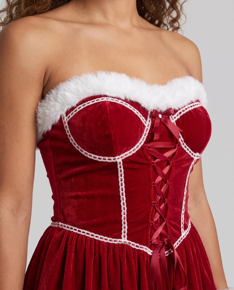 Damen Sexy Weihnachtskleid mit verspielten Details Nord Taschen
