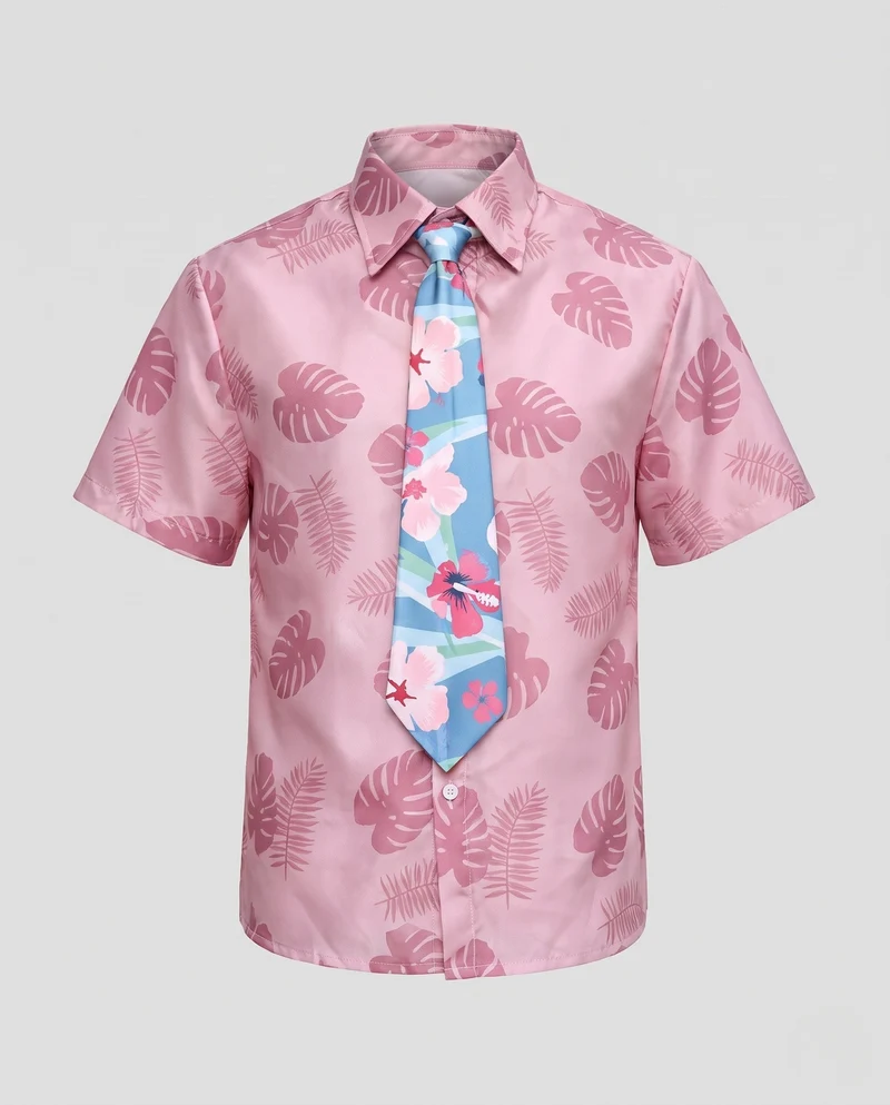 Herren Sommerliches Hawaii-Hemd mit farbenfrohem Motiv und passender Krawatte Nord Taschen