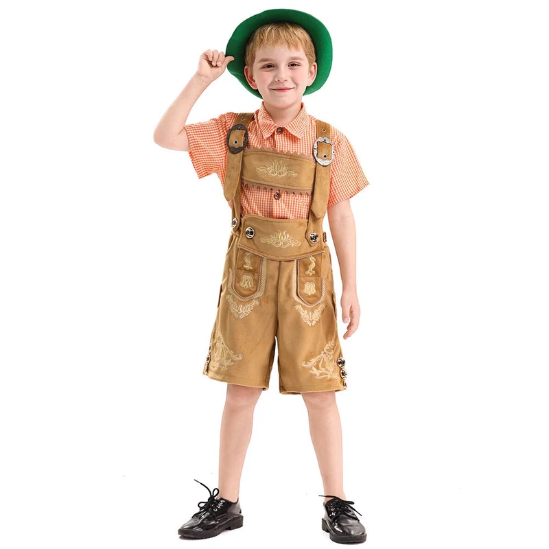 Jungen Trachten-Latzhose mit traditioneller Stickerei Nord Taschen