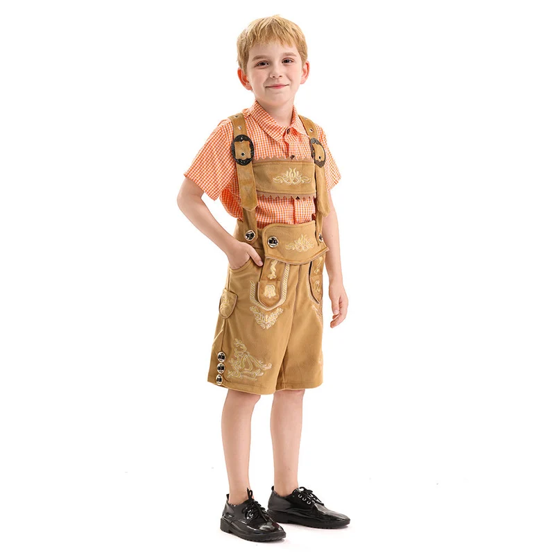 Jungen Trachten-Latzhose mit traditioneller Stickerei Nord Taschen