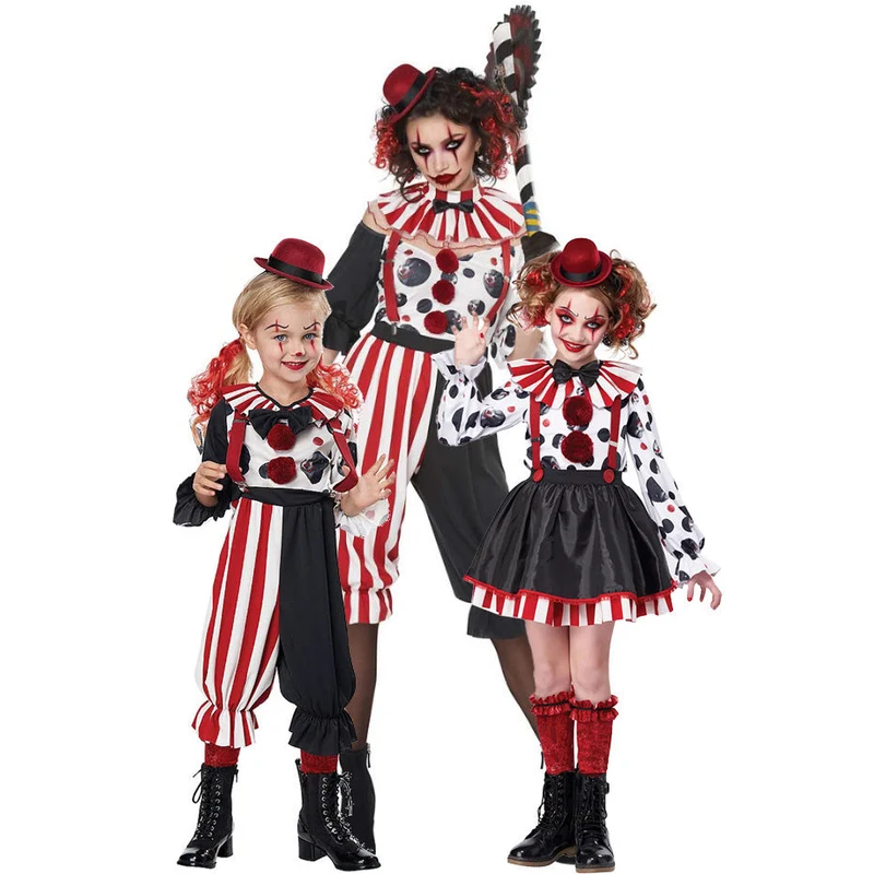 Mädchen Clown-Kostüm mit gestreiftem Overall und lustigen Accessoires Nord Taschen