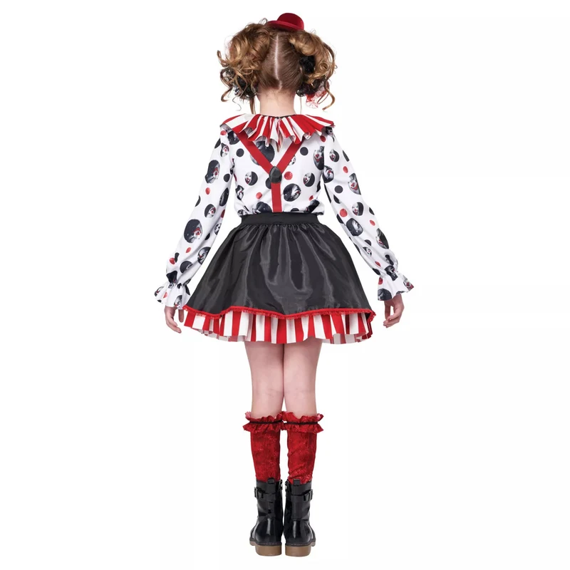 Mädchen Clown-Kostüm mit gestreiftem Overall und lustigen Accessoires Nord Taschen