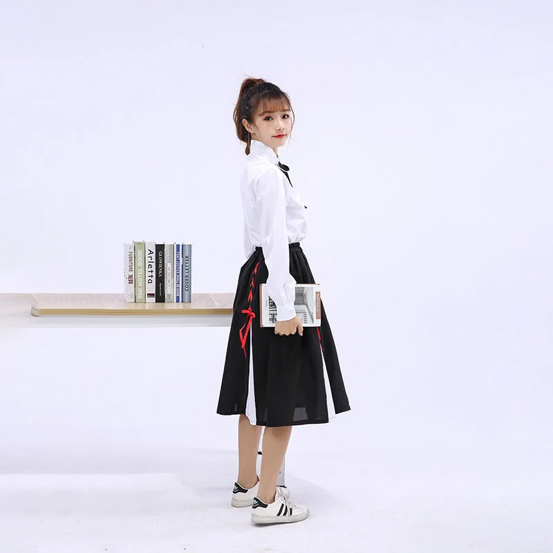 Mädchen Elegante Bluse mit gerafftem Rock und Schleifendetails Nord Taschen
