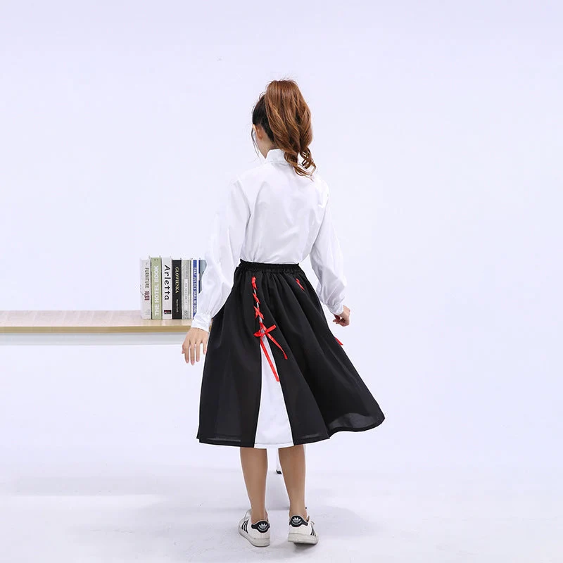 Mädchen Elegante Bluse mit gerafftem Rock und Schleifendetails Nord Taschen