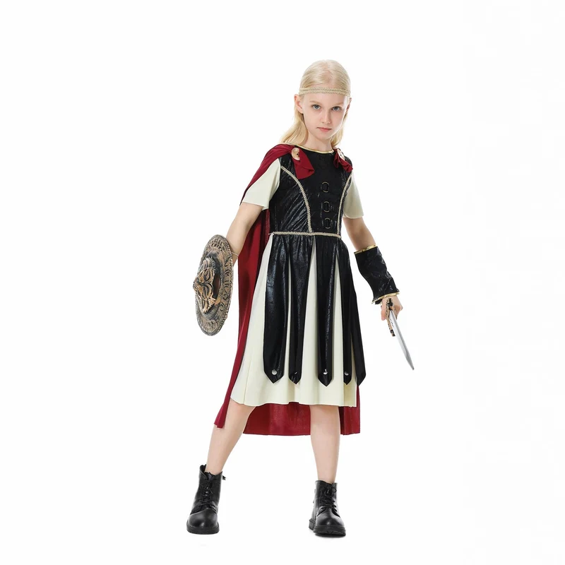Mädchen Gladiatorinnenkostüm mit Umhang und Accessoires Nord Taschen