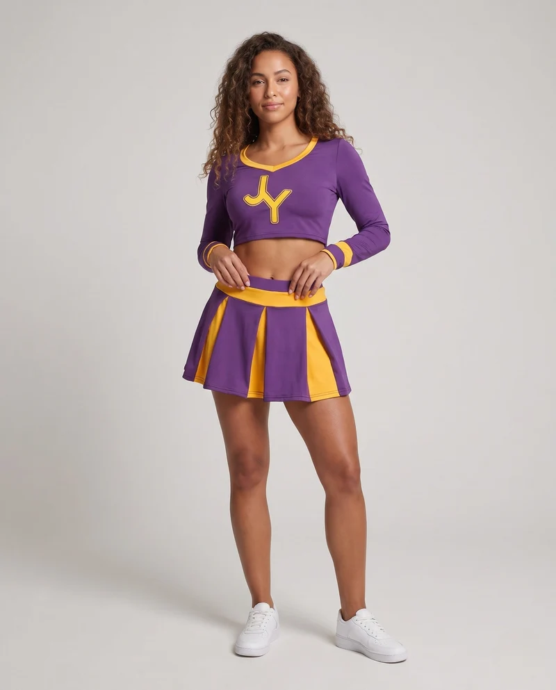 Damen Cheerleader-Kostüm mit Crop-Top und Rock Nord Taschen