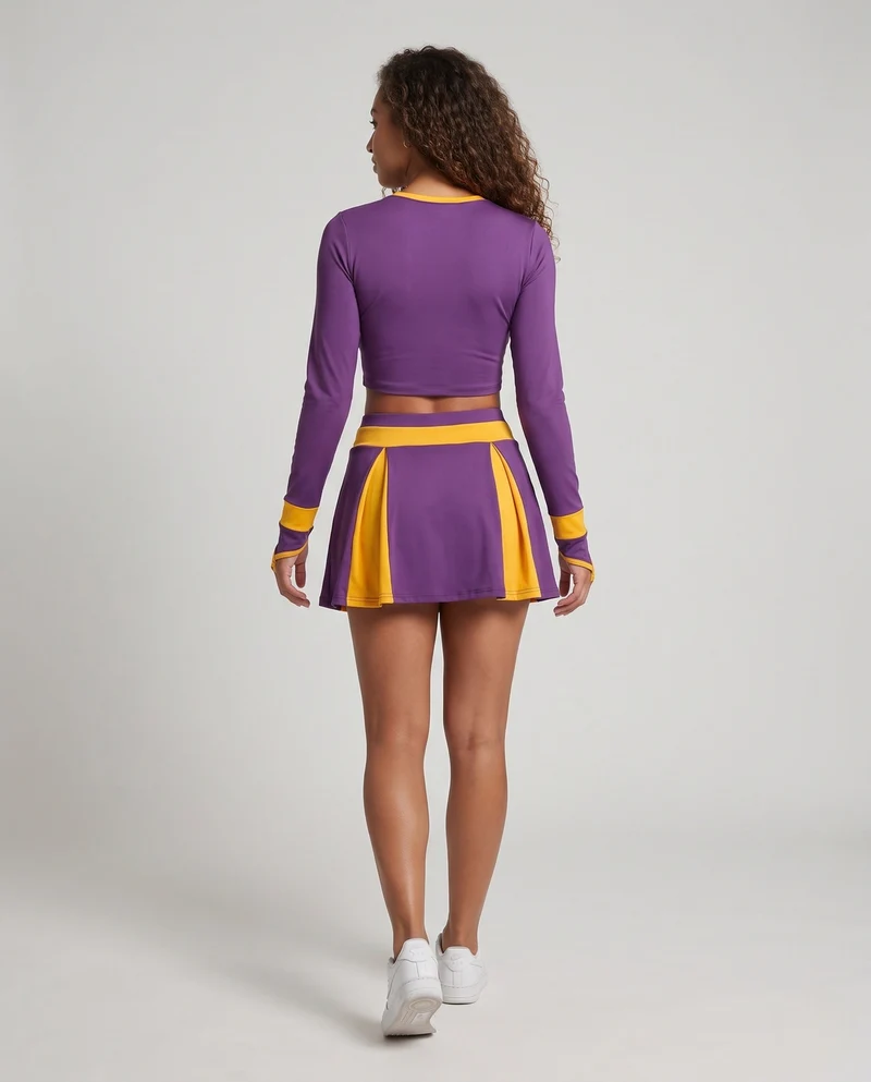 Damen Cheerleader-Kostüm mit Crop-Top und Rock Nord Taschen