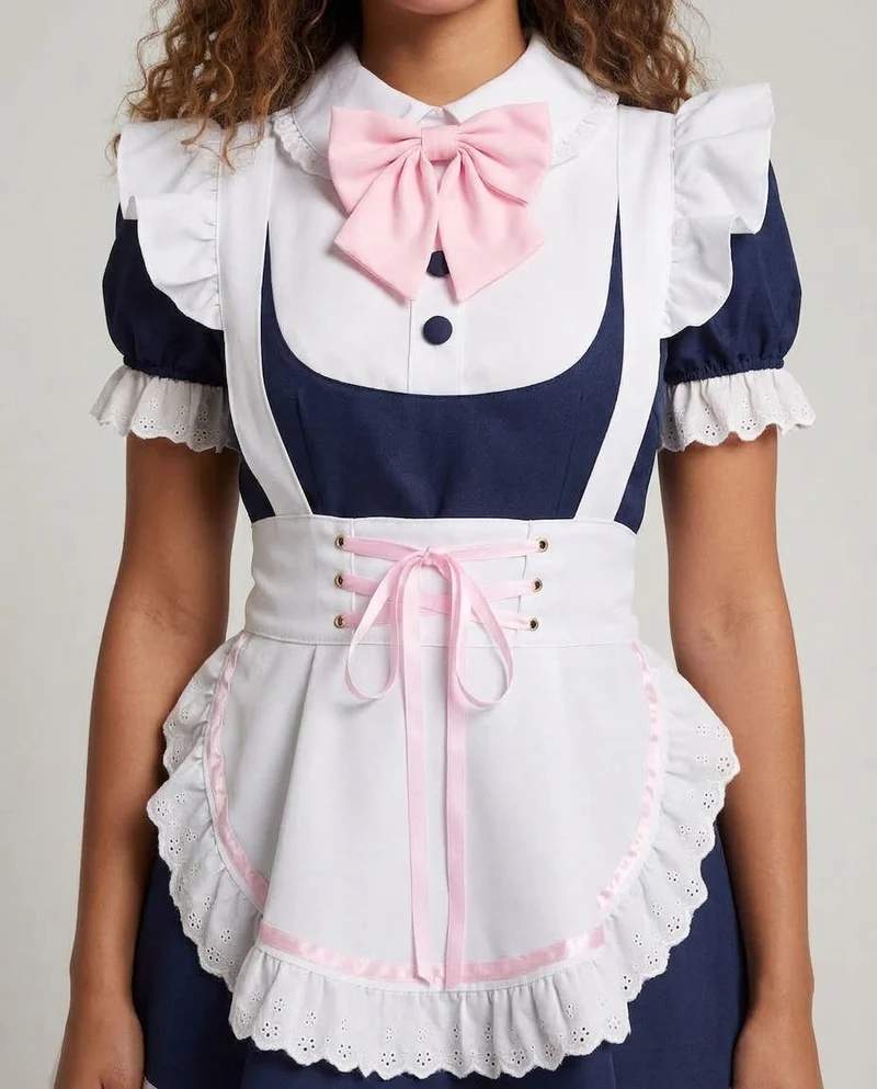 Damen Dienstmädchen-Kleid mit Rüschendetails und Haarschmuck Nord Taschen