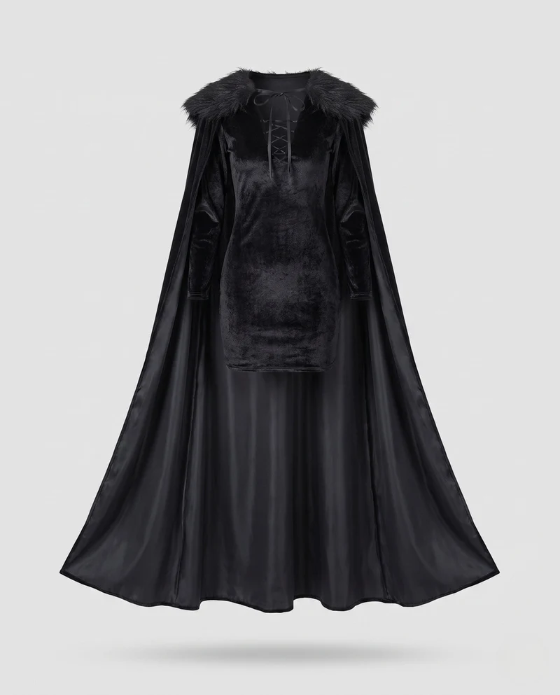 Damen elegantes Kostümkleid mit Kapuze und Schneckenärmeln Nord Taschen