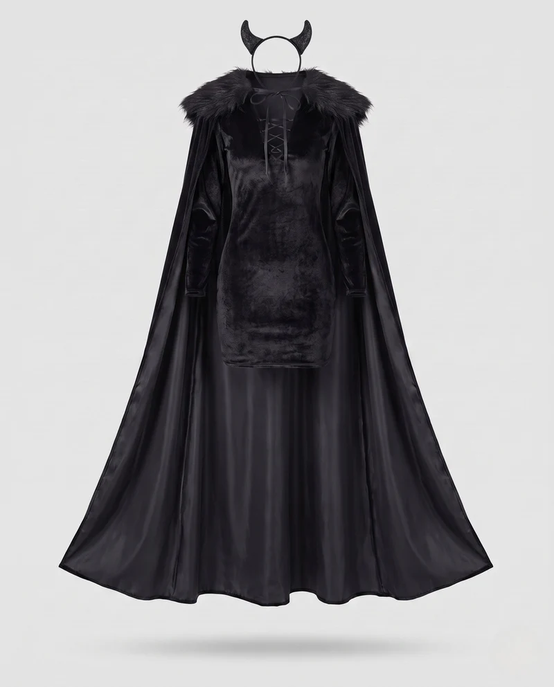 Damen elegantes Kostümkleid mit Kapuze und Schneckenärmeln Nord Taschen