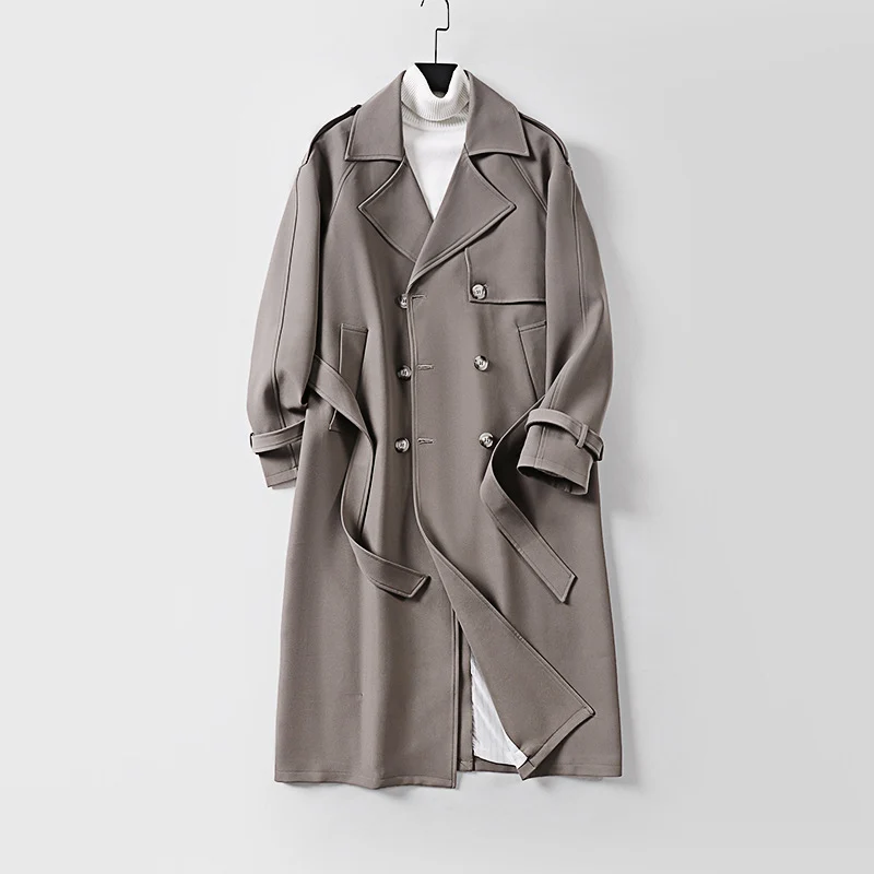 Damen Zweireihiger Oversized Trenchcoat mit weitem Schalkragen und Bindegürtel Nord Taschen