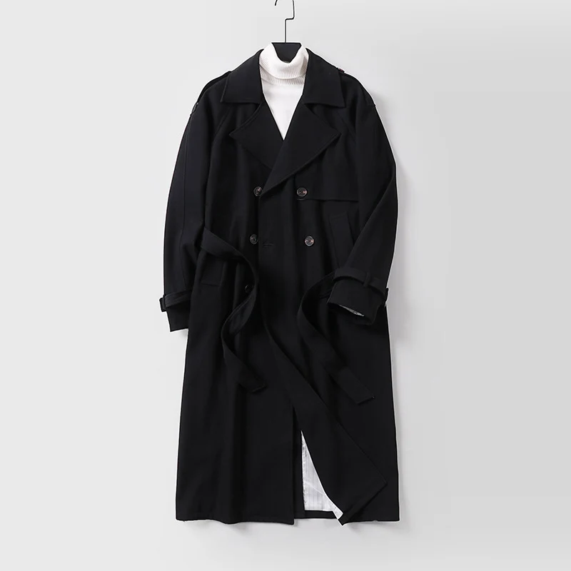 Damen Zweireihiger Oversized Trenchcoat mit weitem Schalkragen und Bindegürtel Nord Taschen