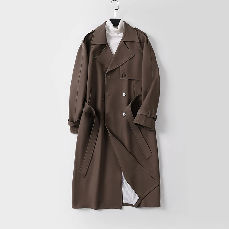 Damen Zweireihiger Oversized Trenchcoat mit weitem Schalkragen und Bindegürtel Nord Taschen