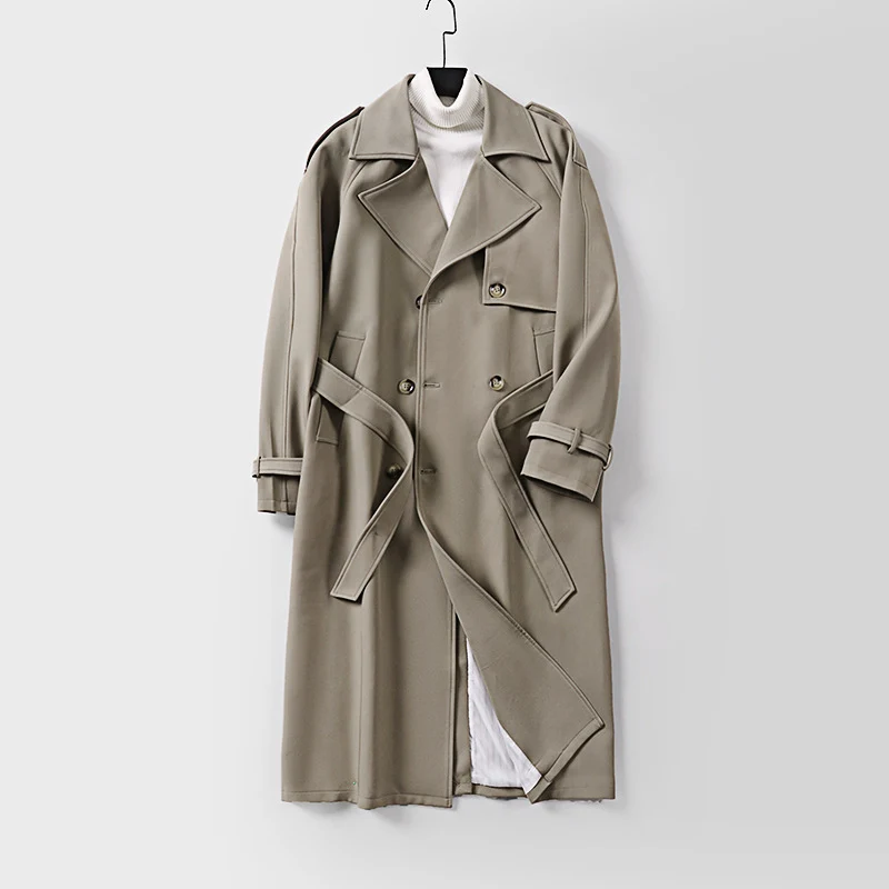 Damen Zweireihiger Oversized Trenchcoat mit weitem Schalkragen und Bindegürtel Nord Taschen
