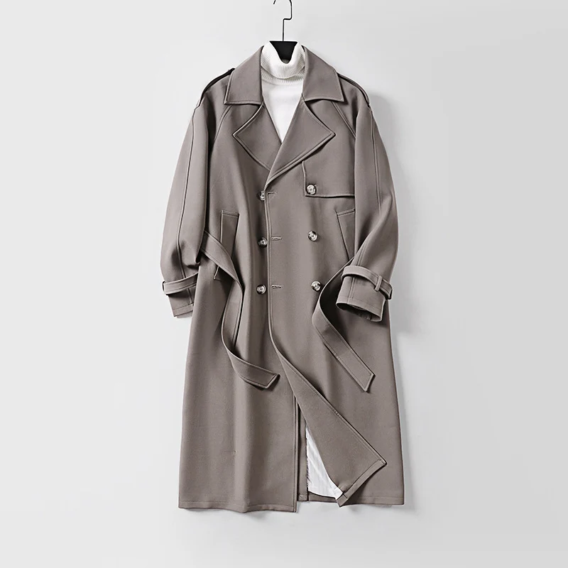 Damen Zweireihiger Oversized Trenchcoat mit weitem Schalkragen und Bindegürtel Nord Taschen